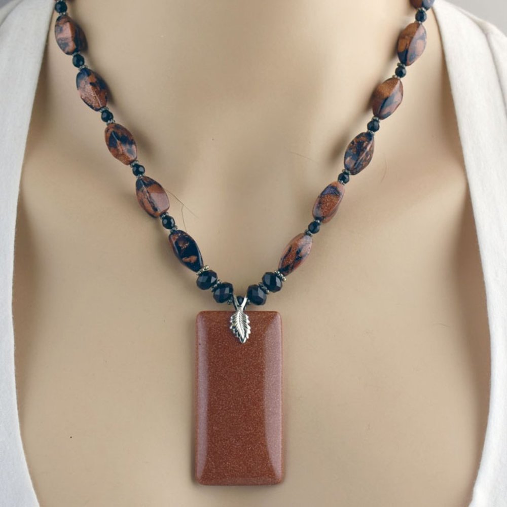 Multi-colored Goldstone & Glass Necklace Set